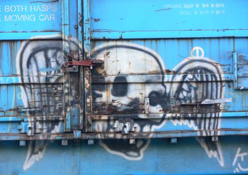 skull graffiti - trains